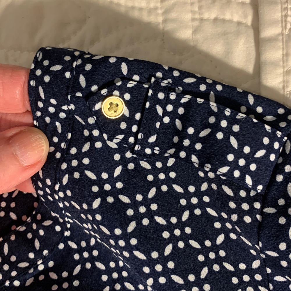 croft & barrow Navy and White Printed Button-Front Top - Picture 7 of 13